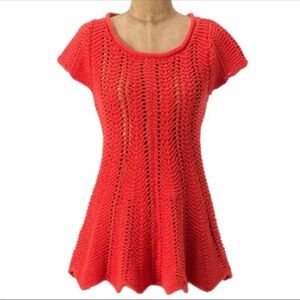 Anthropologie Red Knit Mini Dress